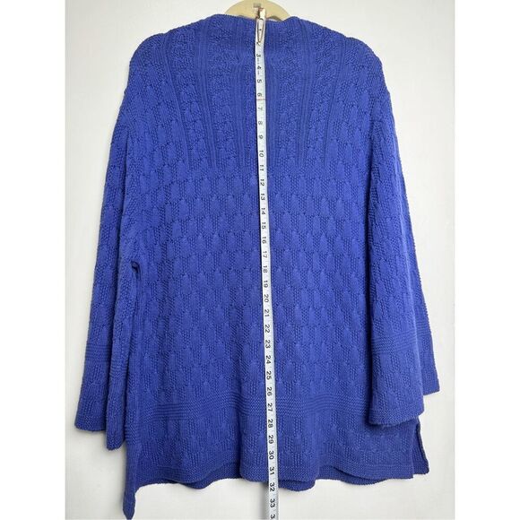 Coldwater Creek Cable Knit Pullover Sweater Zippered Neckline Long Sleeve Blue L - Picture 13 of 15
